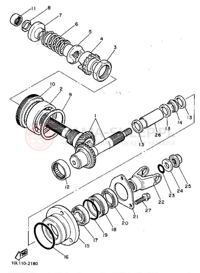 Schemat "Przeniesienie napędu" do Yamaha VIRAGO 750 XV750GC/XV750G