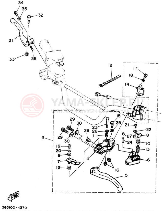 Schemat "Kierownica i osprzęt" do Yamaha BANSHEE YFZ350F_MN