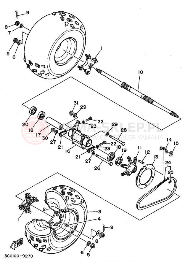 Schemat "Koło tył" do Yamaha BANSHEE YFZ350G