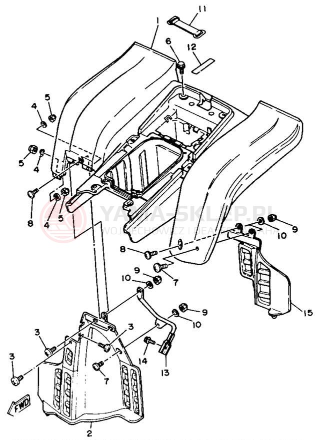 Schemat "Tylny błotnik" do Yamaha BLASTER YFS200D