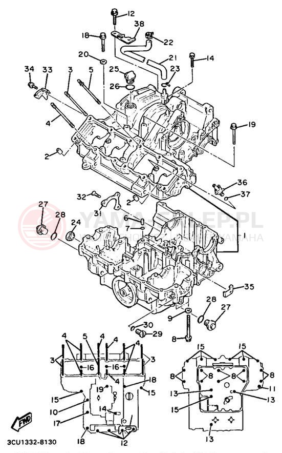 Schemat "Obudowa silnika" do Yamaha FZR750RU