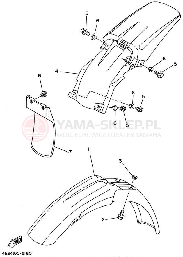 Schemat "błotnik" do Yamaha YZ80H1