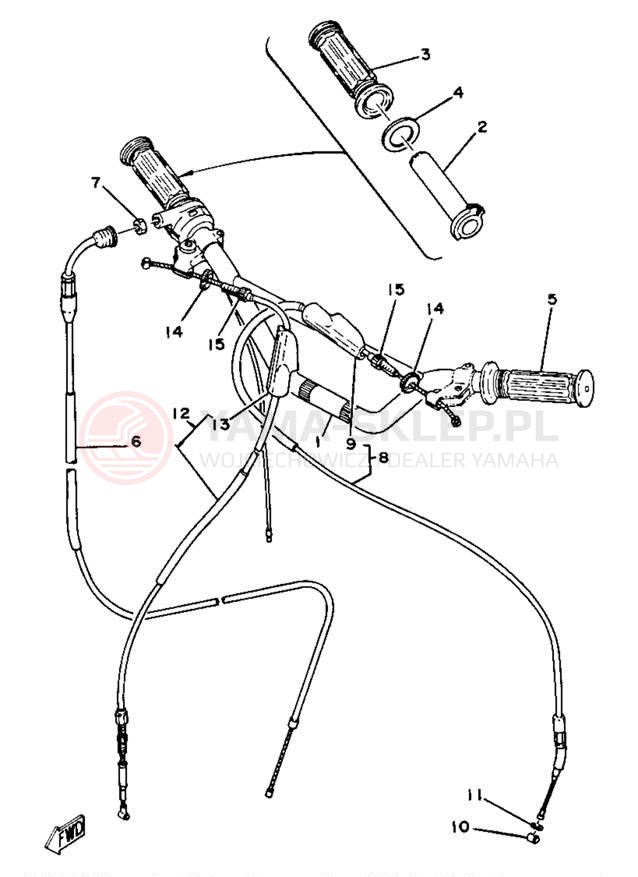 Schemat "Kierownica i osprzęt" do Yamaha YZ80H