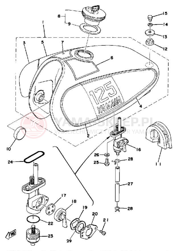 Schemat "zbiornik paliwa" do Yamaha DT125C