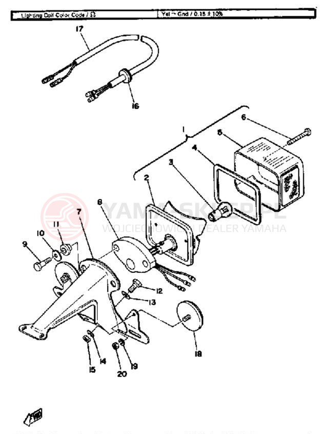 Schemat "Oświetlenie tył" do Yamaha GT80F