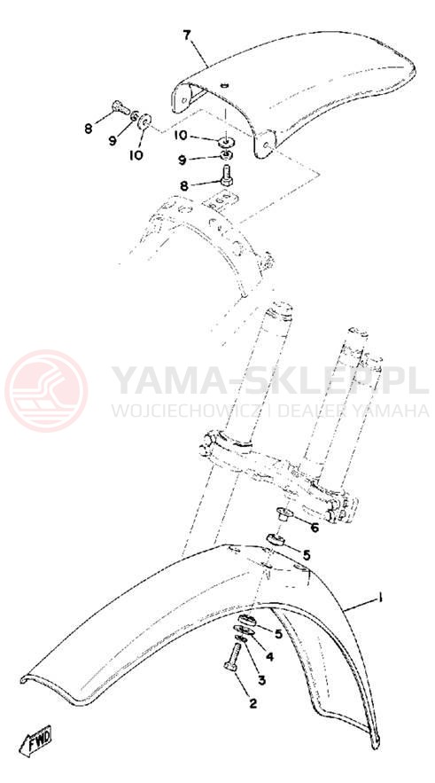Schemat "Błotniki przód i tył" do Yamaha YZ175C