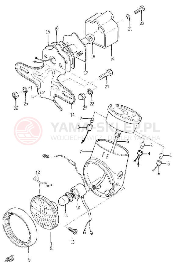 Schemat "Oświetlenie przód i tył" do Yamaha YG1