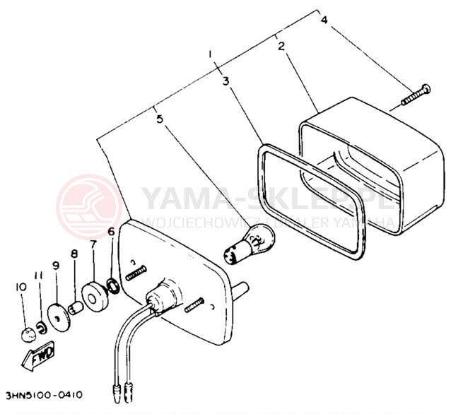 Schemat "lampa tył" do Yamaha KODIAK 4WD YFM400FWE_