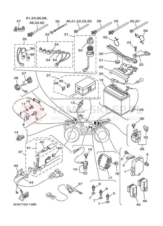 Schemat "układ elektryczny" do Yamaha KODIAK 2WD YFM400AN