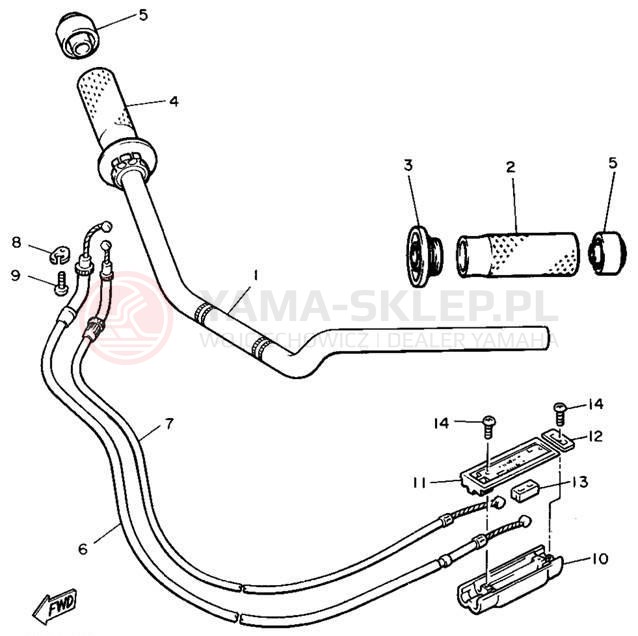 Schemat "Kierownica i osprzęt" do Yamaha V-MAX 1200 VMX12FC/VMX12F