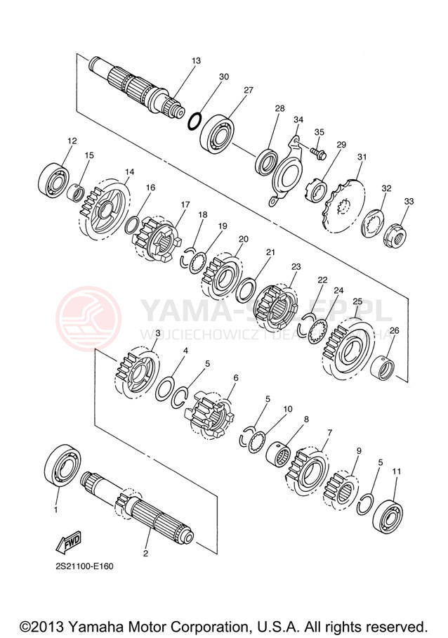 Schemat "Skrzynia biegów " do Yamaha WR450F WR450FX