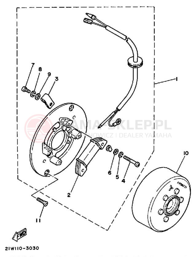 Schemat "prądnica" do Yamaha Y-ZINGER PW80N