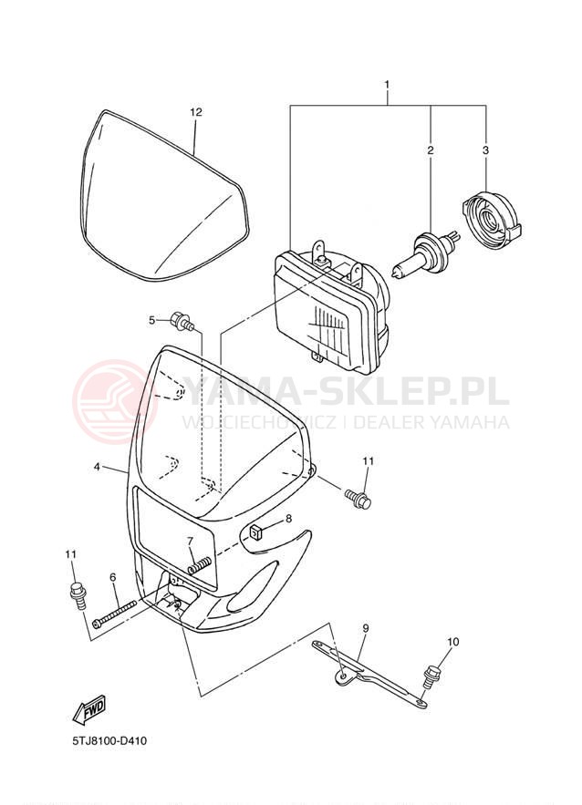 Schemat "Lampa przód" do Yamaha WR450F WR450FT