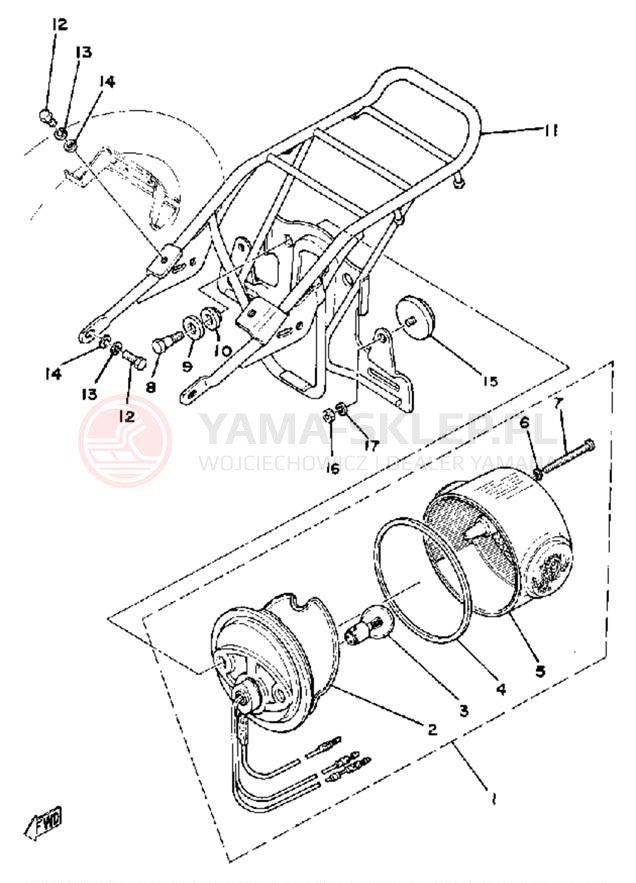 Schemat "Oświetlenie tył" do Yamaha LB50PG
