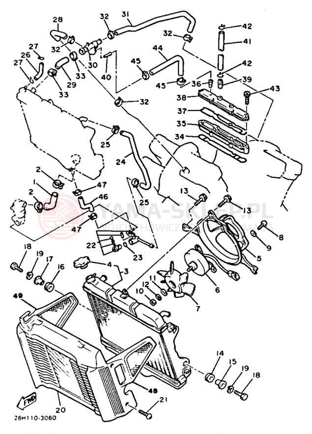 Schemat "Układ chlodzenia" do Yamaha XVZ12TK