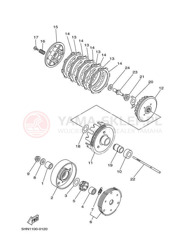Schemat "sprzęgło" do Yamaha TT-R90E TTR90ET