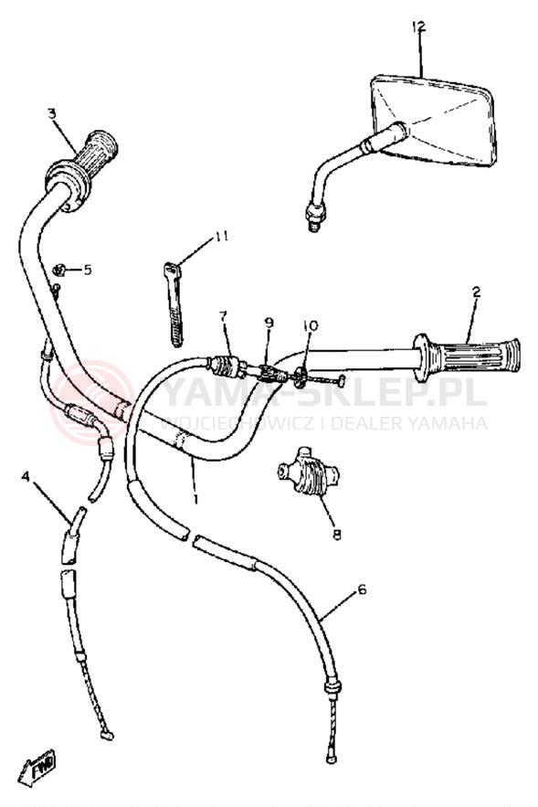 Schemat "Kierownica i osprzęt" do Yamaha XS400SH