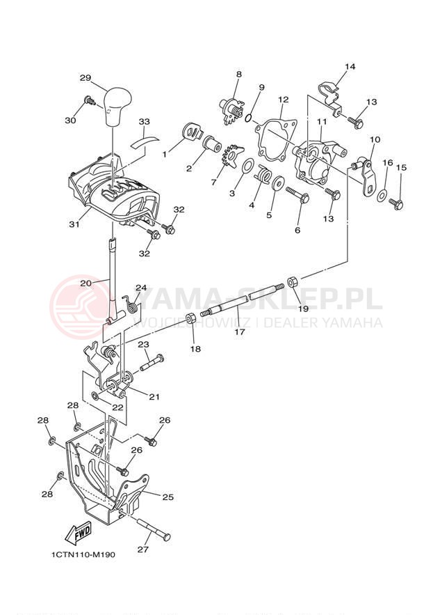 Schemat "Dźwignia zmiany biegów, wałek" do Yamaha GRIZZLY 450 EPS 4WD YFM45FGPDL