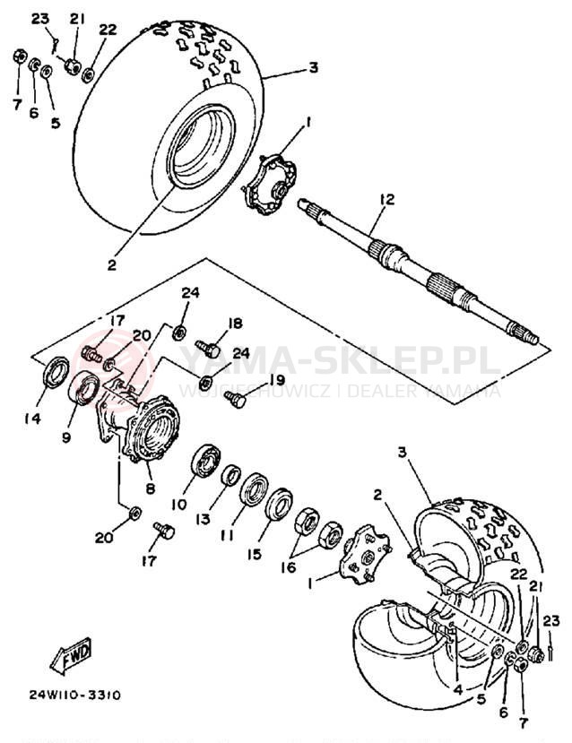 Schemat "Koło tył" do Yamaha YTM200ERN