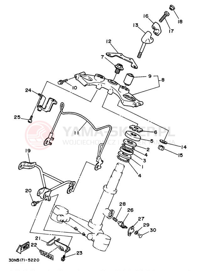 Schemat "Półki zawieszenia" do Yamaha VIRAGO 250 XV250M/XV250MC