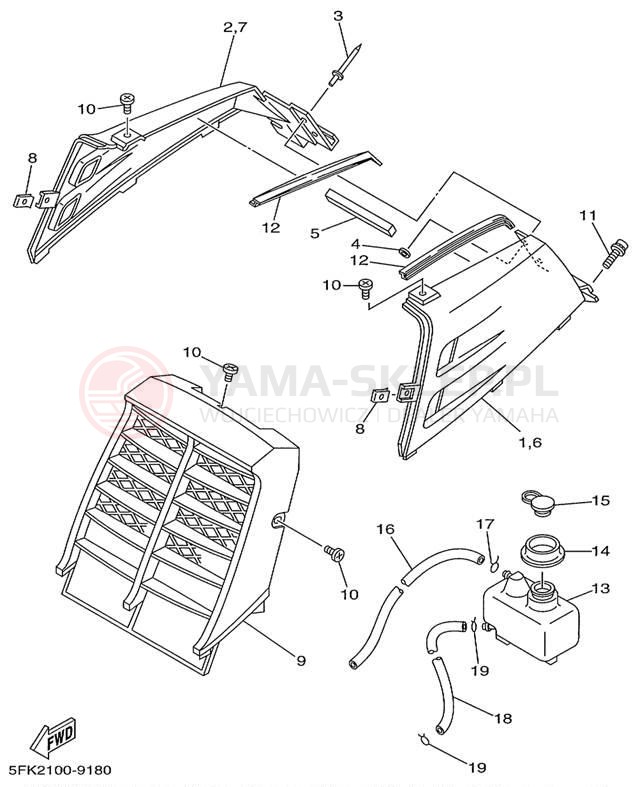 Schemat "Pokrywa boczna" do Yamaha BANSHEE YFZ350L
