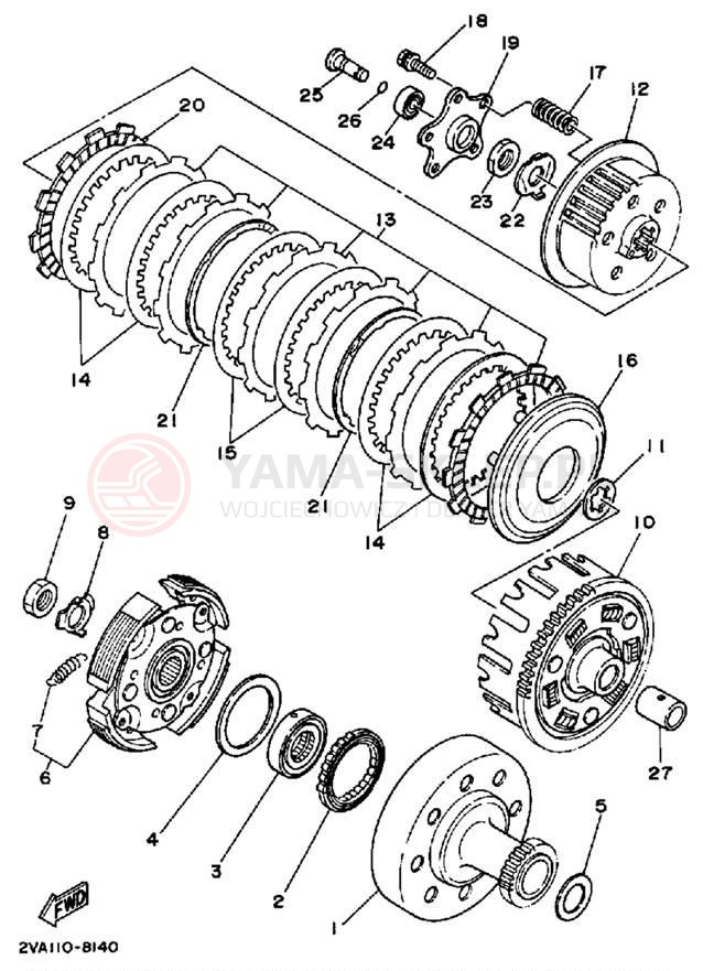 Schemat "sprzęgło" do Yamaha BIG BEAR 4WD YFM350FWW