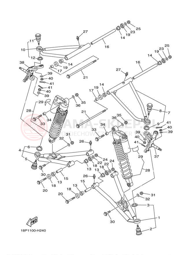 Schemat "Koło przód" do Yamaha YFZ450R YFZ45RBW/YFZ45RBL