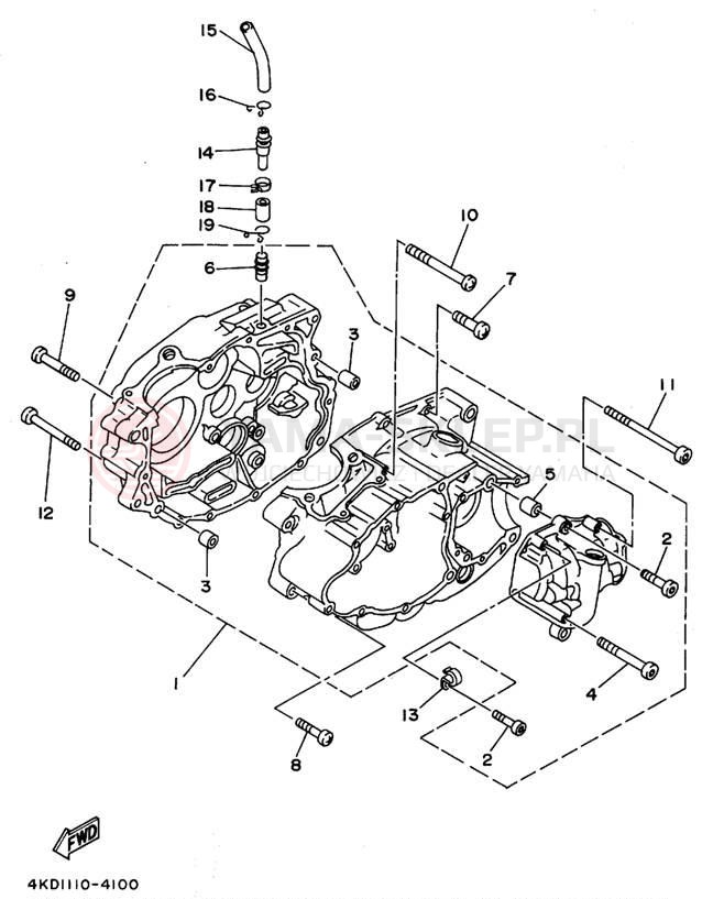Schemat "Obudowa silnika" do Yamaha YFB250FWF