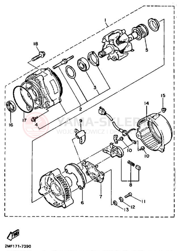 Schemat "prądnica" do Yamaha FZ700TC/FZ700T
