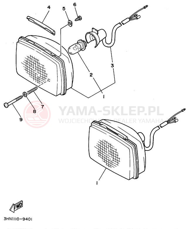 Schemat "Lampa przód" do Yamaha YFB250FWF