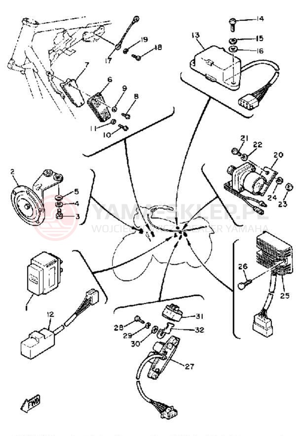 Schemat "układ elektryczny" do Yamaha XS650SH