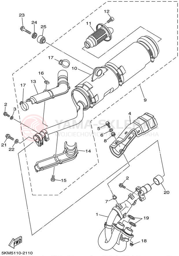 Schemat "Wydech końcowy" do Yamaha GRIZZLY 660 YFM660FP