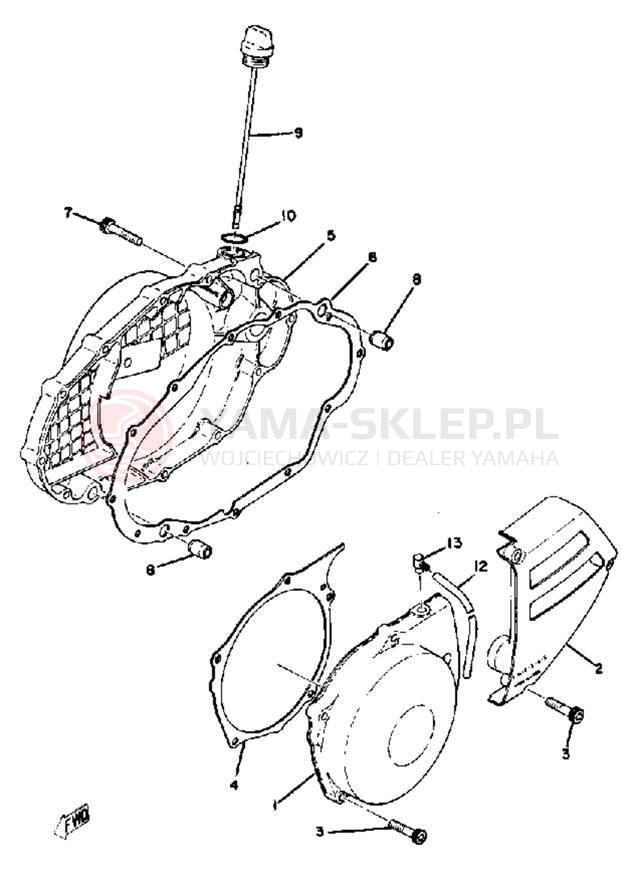 Schemat "Pokrywa silnika" do Yamaha MX400B