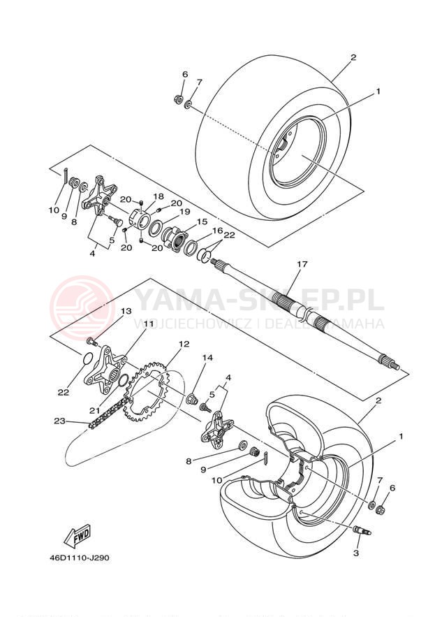 Schemat "Koło tył" do Yamaha YFZ450X YFZ450XAL