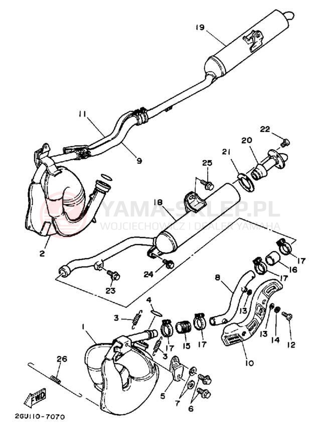 Schemat "Wydech końcowy" do Yamaha BANSHEE YFZ350U