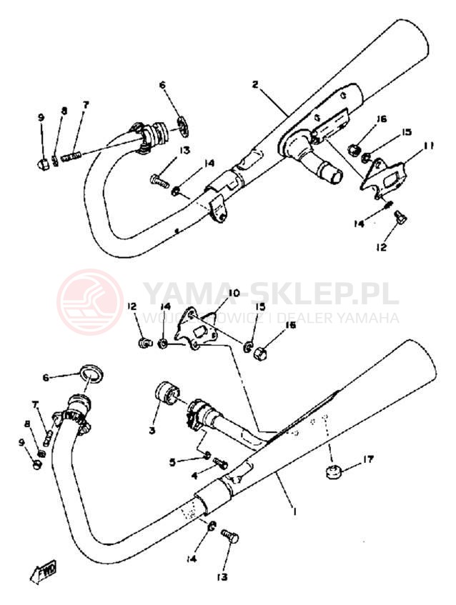 Schemat "Wydech końcowy" do Yamaha XS650SF