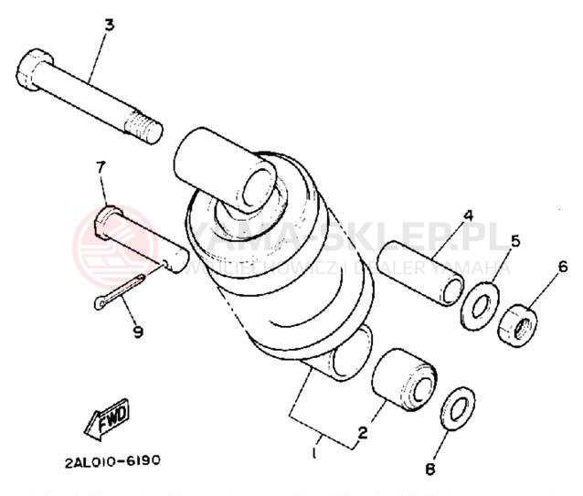 Schemat "zawieszenie tył" do Yamaha YSR50A