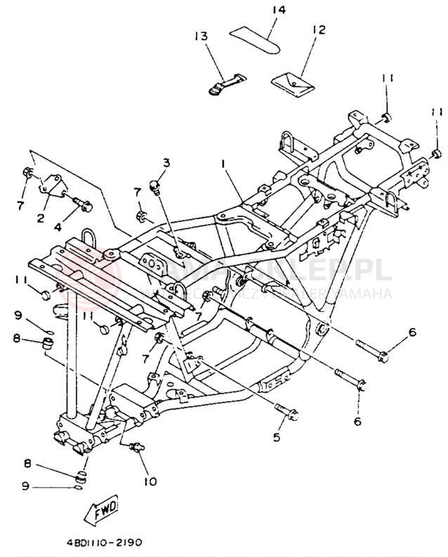 Schemat "rama" do Yamaha TIMBERWOLF 2WD YFB250E