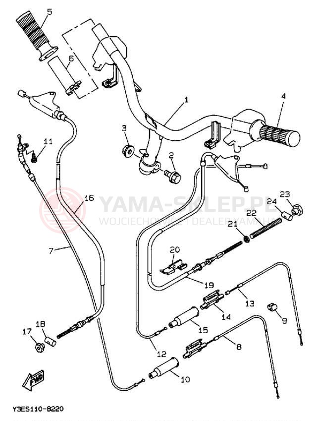Schemat "Kierownica i osprzęt" do Yamaha ZUMA CW50W