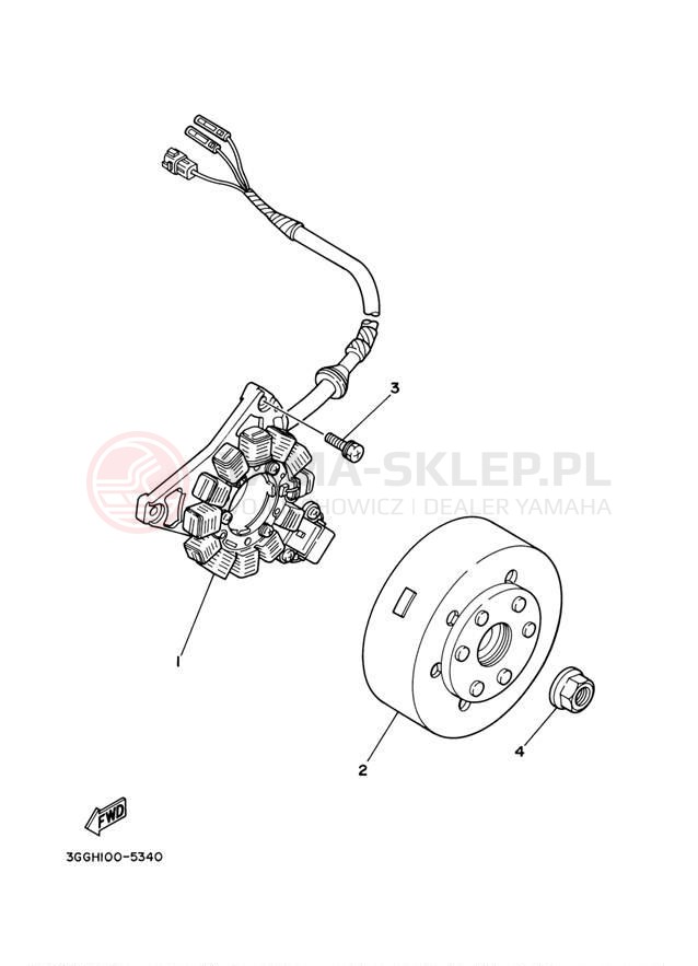 Schemat "prądnica" do Yamaha BANSHEE YFZ350V