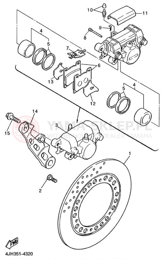 Schemat "Zacisk hamulcowy tylny" do Yamaha YZF600RHC/YZF600RH