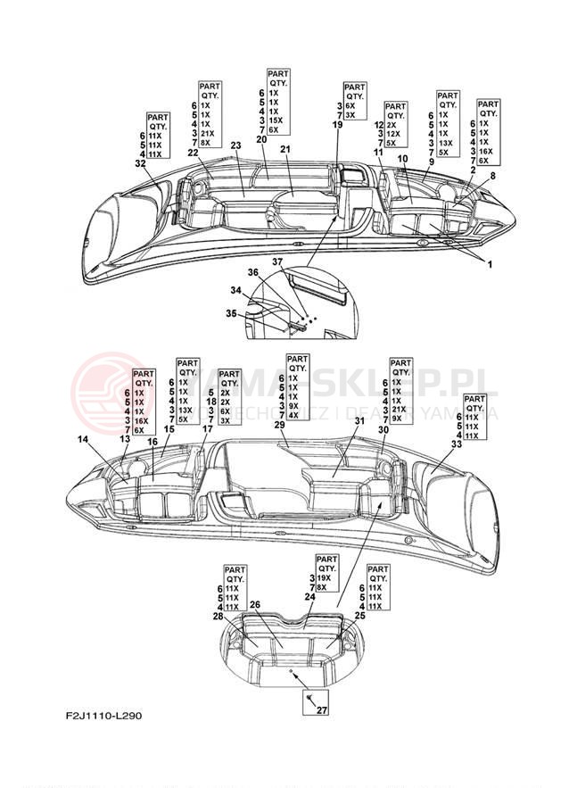 Schemat "Schowek pod siedzeniem," do Yamaha AR210 LAT1100AM