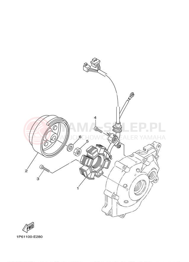 Schemat "prądnica" do Yamaha TT-R50E TTR50EW