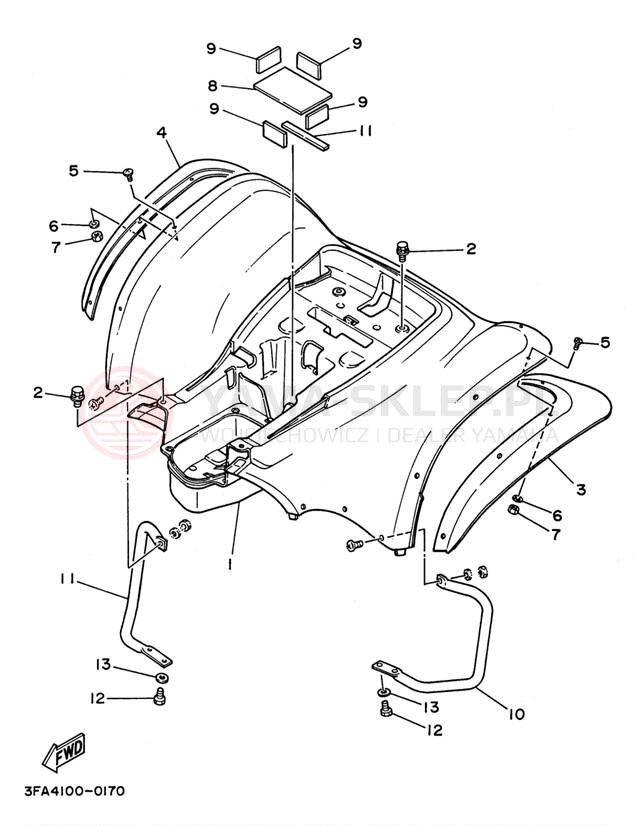 Schemat "Tylny błotnik" do Yamaha BREEZE YFA1H