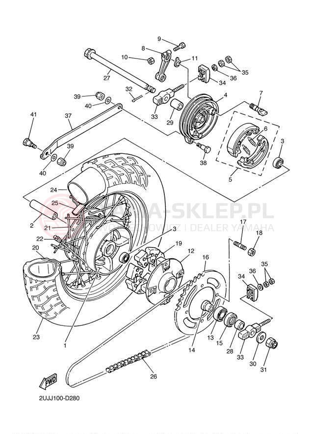 Schemat "Koło tył" do Yamaha V STAR 250 XV250YR/XV250YCR