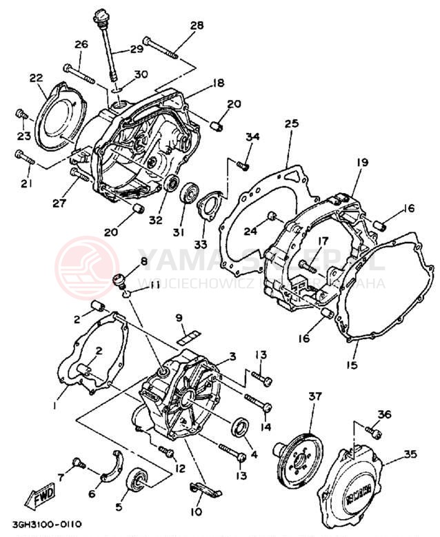 Schemat "Pokrywa silnika" do Yamaha MOTO-4 YFM250B