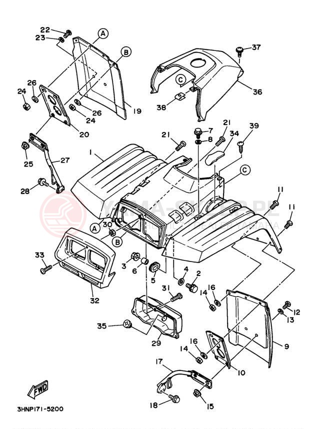 Schemat "Przedni błotnik" do Yamaha YFM350FWJ_MNH