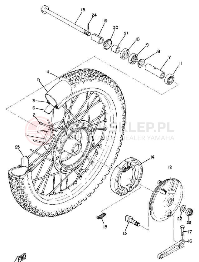 Schemat "Koło przód" do Yamaha DT2MX/RT2MX