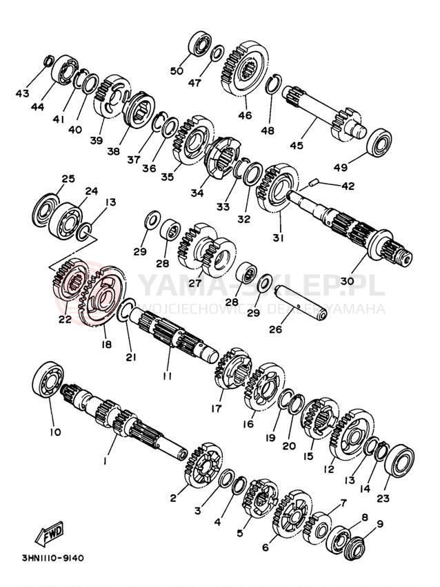 Schemat "Skrzynia biegów " do Yamaha YFM350FWJ_MNH
