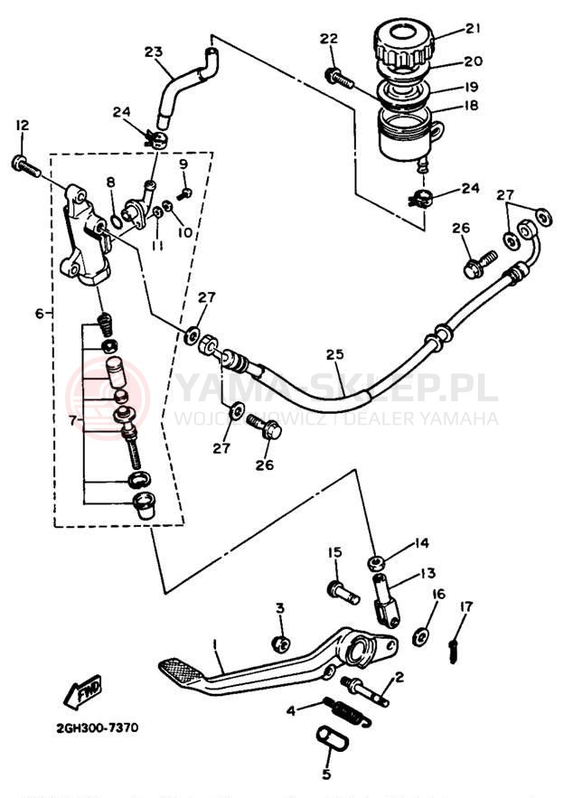 Schemat "Pompa hamulcowa tył" do Yamaha FZR750RU